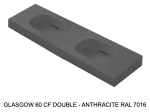 Plan double vasques système d’évacuation discret L 50 à 201 x P 40 à 51 cm, finition lisse mate, 10 couleurs, Résine Anti-bactérien Akrytan® teinté dans la masse, Livraison Offerte